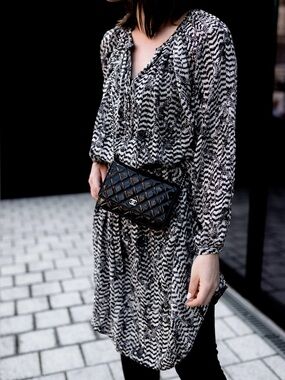 Isabel Marant Black & White Silk Zebra Print Oversized Tunic Dress - Medium